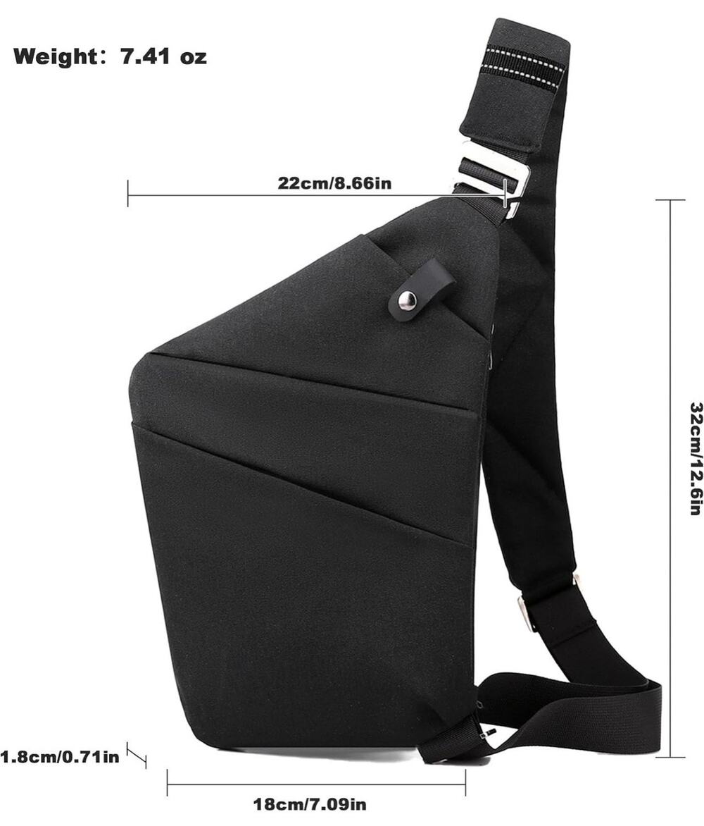 NWOT Anti Theft Travel Sling Cross Body Bag Black, Multiple Pockets